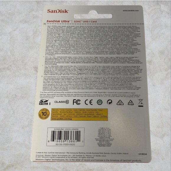 SANDISK -- SDHC UHS-I Memory Card, Ultra 32GB, Brand New, Sealed, 80 MB - Picture 2 of 2
